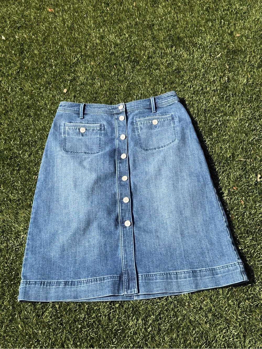 Talbots Blue Denim Button-Front Skirt sz 12